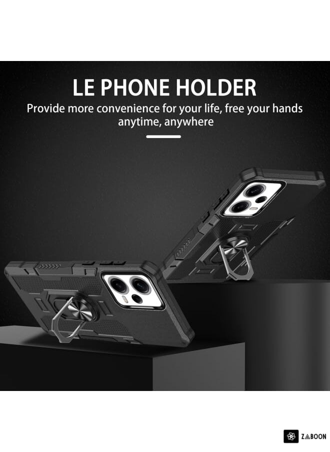Generic - For Xiaomi Redmi Note 12 Pro 5G Global / Poco X5 Pro Ring Holder Armor Hybrid Phone Case(Black) - Image 1