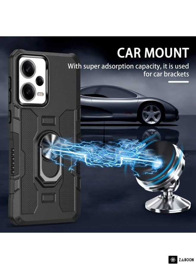Generic - For Xiaomi Redmi Note 12 Pro 5G Global / Poco X5 Pro Ring Holder Armor Hybrid Phone Case(Black) - Image 1