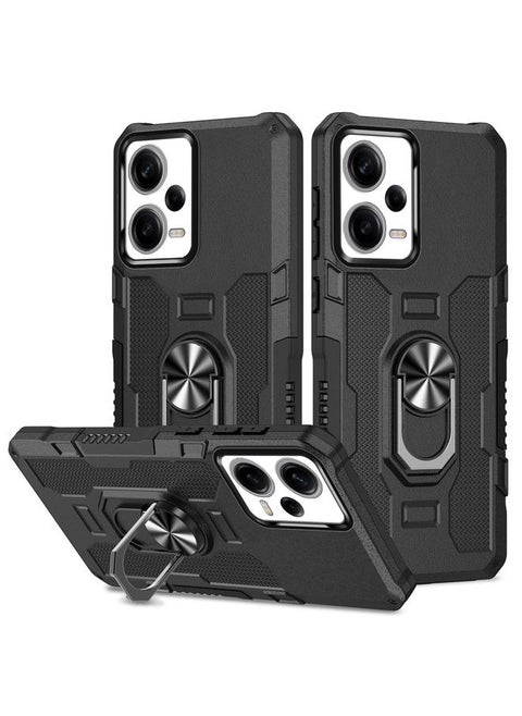 For Xiaomi Redmi Note 12 Pro 5G Global / Poco X5 Pro Ring Holder Armor Hybrid Phone Case(Black)
