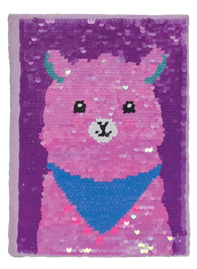 iscream Glittery Flip Sequin Glama Llama Book-Bound Lined-Page 8.5" Journal - Image 1