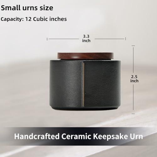 NS Online Black Small Urn Ashes Keepsake - 2.5 inches Ceramic Sharing Decorative Urns, Capacity 12 Cubic inches Memorial Funeral urn for Human, Pets - Qnty 1 - Image 2