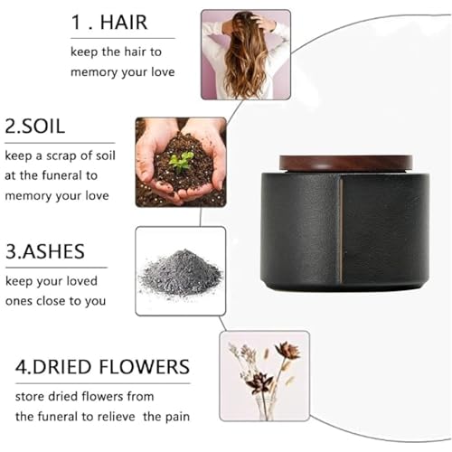 NS Online Black Small Urn Ashes Keepsake - 2.5 inches Ceramic Sharing Decorative Urns, Capacity 12 Cubic inches Memorial Funeral urn for Human, Pets - Qnty 1 - Image 4