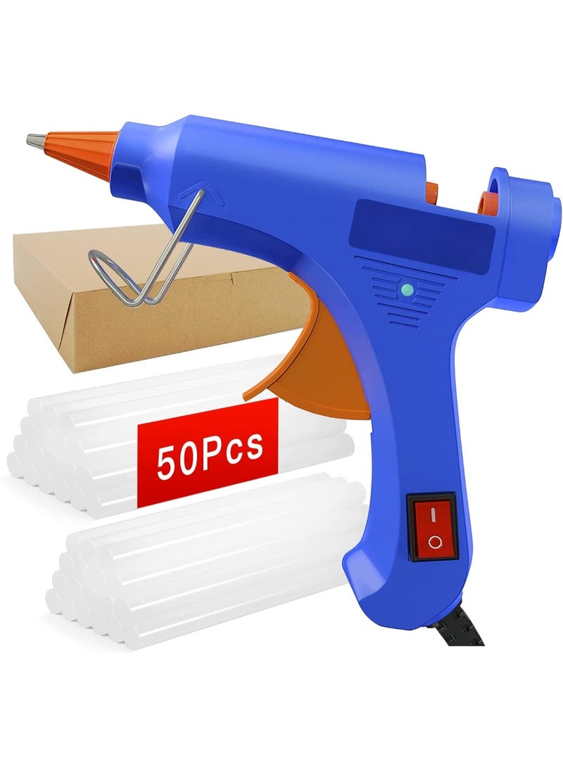 Hot Glue Gun Kit with 50 Glue Sticks - 20W Mini Blue Hot Melt Glue Gun for School Crafts, DIY Arts & Quick Home Repairs, Fast Heating Adhesive Tool for Fabric, Wood, Glass, Plastic