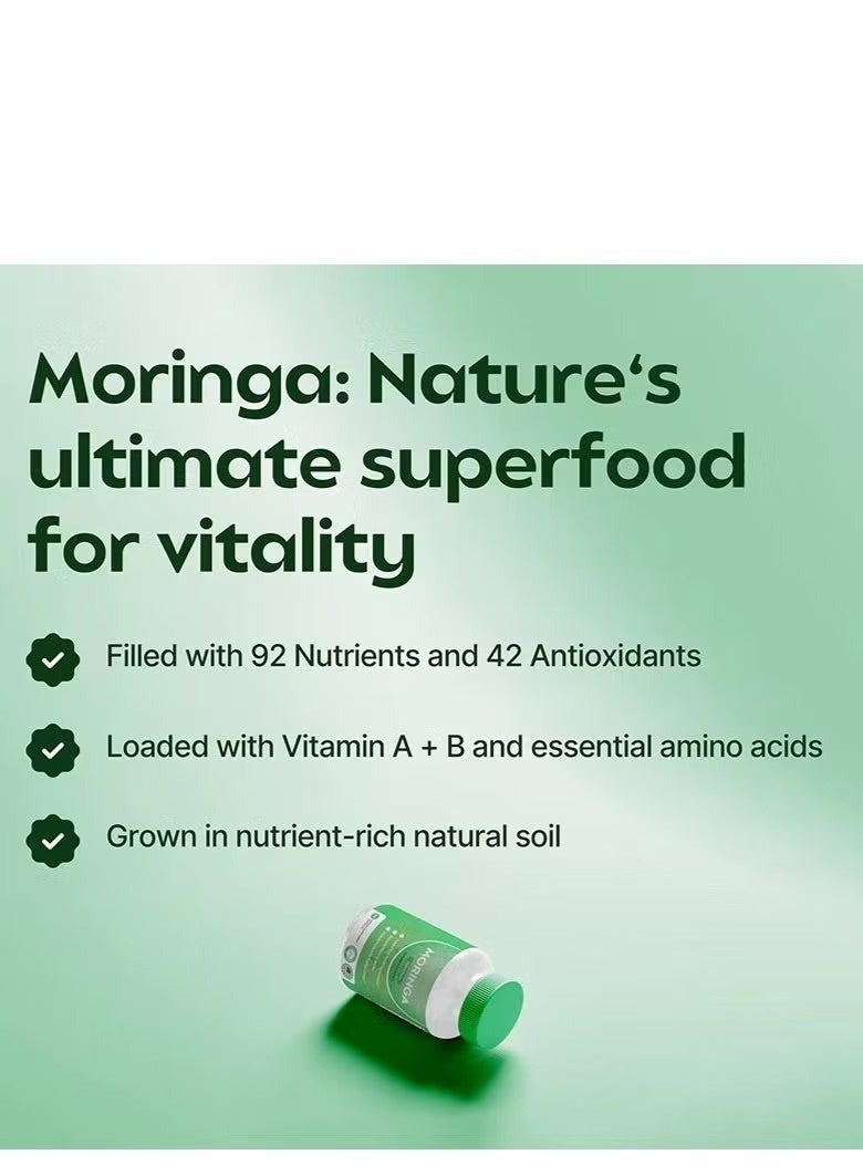 مورينجا 2 قطعة كبسولات مورينغا فاخرة - 60 كبسولة نباتية لكل منها، تدعم جهاز المناعة وصحة الجهاز الهضمي، غنية بالفيتامينات الطبيعية - Image 2