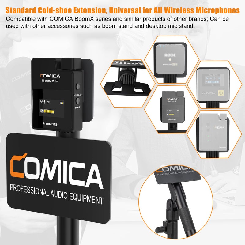 COMICA محول يدوي لمقابلات COMICA HR-WM لميكروفون لافاليير اللاسلكي Rode Wireless GO ME/BoomX-D/D Pro/BoomX-U، مقبض ميكروفون لتقارير الأخبار، المقابلات التلفزيونية وتصوير الفيديو، إلخ. (مع واقي الرياح) - Image 2