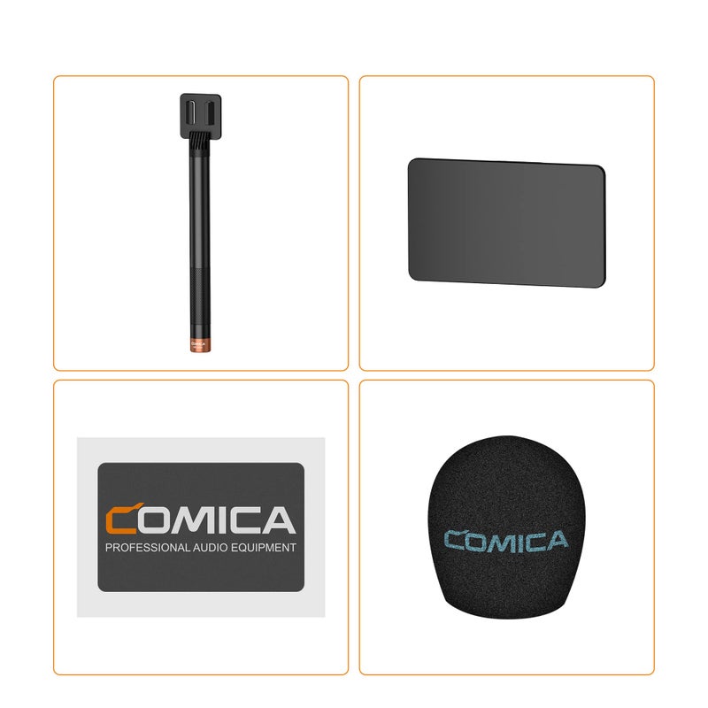 COMICA محول يدوي لمقابلات COMICA HR-WM لميكروفون لافاليير اللاسلكي Rode Wireless GO ME/BoomX-D/D Pro/BoomX-U، مقبض ميكروفون لتقارير الأخبار، المقابلات التلفزيونية وتصوير الفيديو، إلخ. (مع واقي الرياح) - Image 4