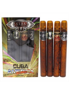 Cuba America Men 4 Pc Gift Set 1.17oz EDT Spray Black, 1.17oz EDT Spray Green, 1.17oz EDT Spray Brown, 1.17oz EDT Spray Grey  - Image 1