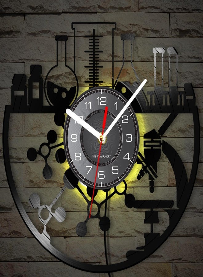 Timethink 12 Inch Chemical LED Wall Clock with 7 Luminous Modes, Silent Quartz Non Ticking Modern Decorative Chemistry Analog Vinyl Record Wall Clock Watch for Laboratory Science Classroom Decor - Image 5