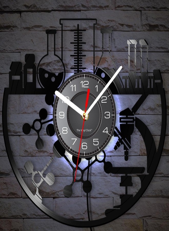Timethink 12 Inch Chemical LED Wall Clock with 7 Luminous Modes, Silent Quartz Non Ticking Modern Decorative Chemistry Analog Vinyl Record Wall Clock Watch for Laboratory Science Classroom Decor - Image 3