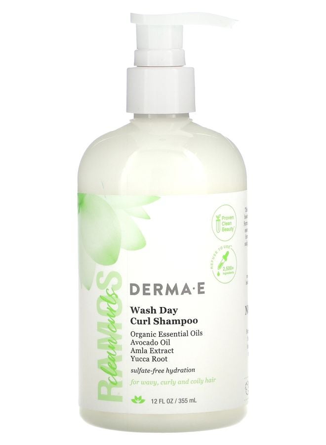 derma-e Ramos Clean Curls Wash Day Curl Shampoo For Wavy Curly and Coily Hair 12 fl oz (355 ml)