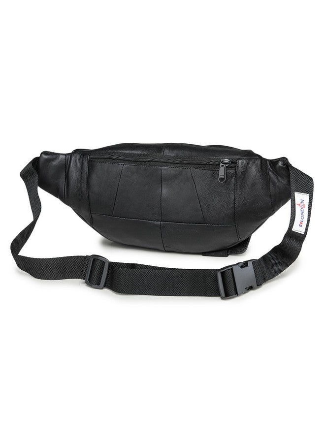 K London حقيبة خصر أنيقة من الجلد الحقيقي الأسود ك لندن بأسلوب أنيق لحمل جواز السفر مع حزام قابل للتعديل (1276_blk) - Image 5