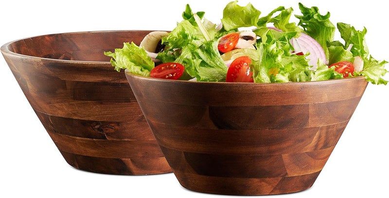Table Concept Bowl Set Premium Acacia Wood Bowls Salad Bowls Serving Bowls Home Decor Housewarming Gifts  8 Set of 2 - Image 1