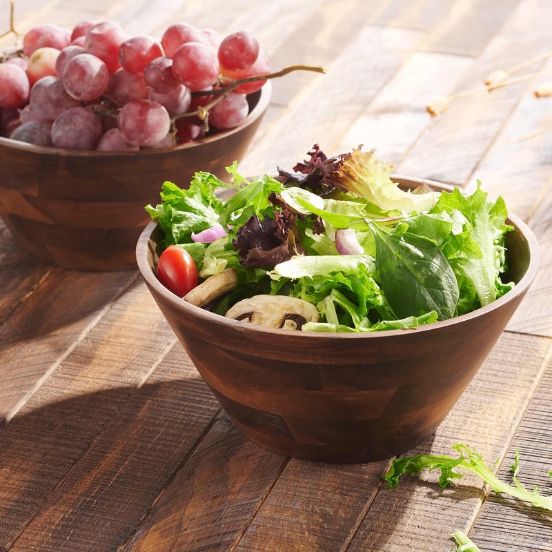 Table Concept Bowl Set Premium Acacia Wood Bowls Salad Bowls Serving Bowls Home Decor Housewarming Gifts  8 Set of 2 - Image 2