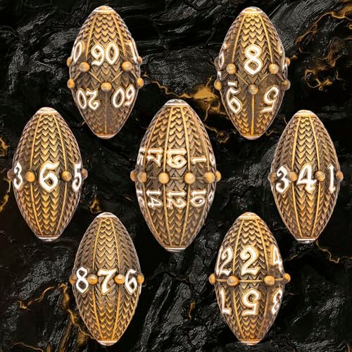 ARUOHHA DND Metal Dice Antique Gold Dragon Egg Dice with Rotating Dragon Egg Shell Role Playing Game RPG Polyhedral D and D Dice Set D20 D12 D10 D8 D6 D4 - Image 5