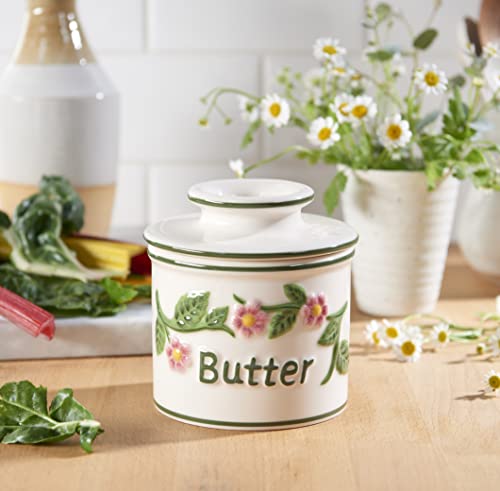 Butter Bell - The Original Butter Bell crock by L Tremain, a Countertop French Ceramic Butter Dish Keeper for Spreadable Butter, La Fleur Collection (Hand Painted Raised Floral) - Image 2