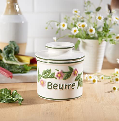 Butter Bell - The Original Butter Bell crock by L Tremain, a Countertop French Ceramic Butter Dish Keeper for Spreadable Butter, La Fleur Collection (Hand Painted Raised Floral) - Image 3