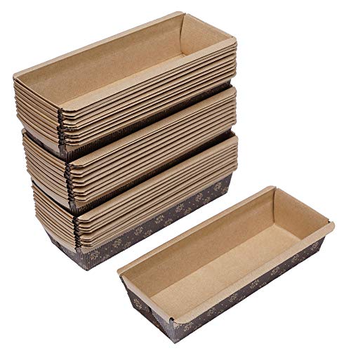 Esslly Disposable Bar Cake Mould Trays - 22x8x4.5 cm | Elegant Green Floret Design | Quality Corrugated Paper | Non-Stick, Oven Safe | Pack of 30 | Perfect for Baking - Image 1