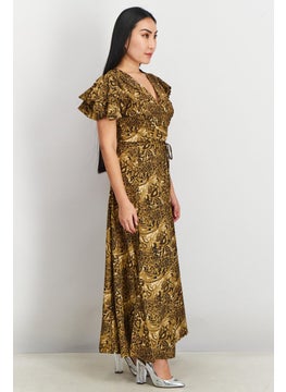 French Connection Women Allover Print Maxi Dress, Brown Leopard  - Image 2