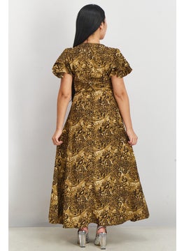 French Connection Women Allover Print Maxi Dress, Brown Leopard  - Image 3
