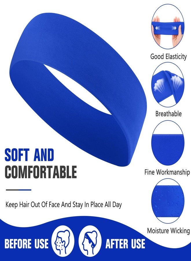 Hotop 30 Pcs Sport Headbands for Women Non Slip Stretchy Soft Fabric Elastic Sweatbands Bulk for Yoga DIY Team Gifts(Royal Blue) - Image 3