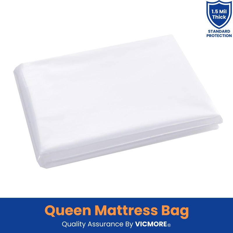 VICMORE Queen Mattress Bag for Moving, Storage & Disposal, 1.5 Mil Heavy-Duty Plastic Mattress Cover, Tear-Resistant, Dustproof, Reusable (Fits Queen Size Beds) - Image 2
