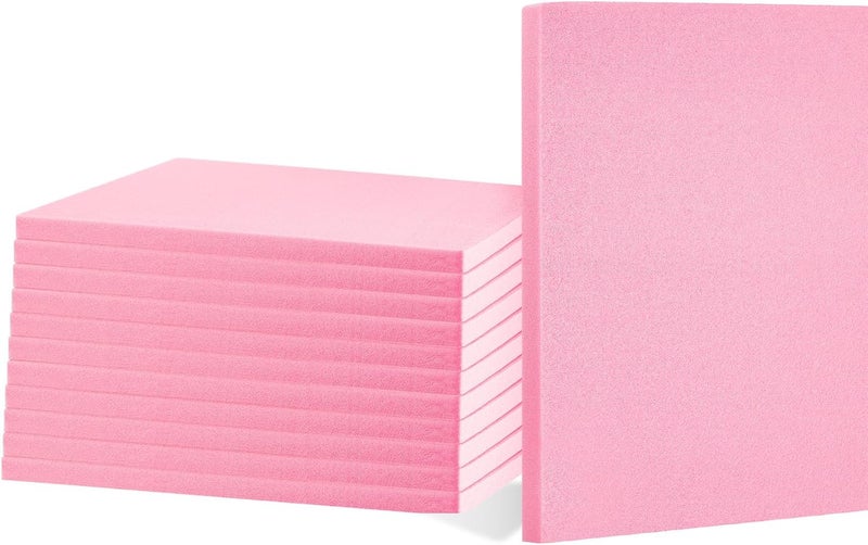 Frienda 12 Pcs Pink Insulation Foam Board 12" x 12" x 1/2" for DIY Crafts and Floral Arrangements - Image 1