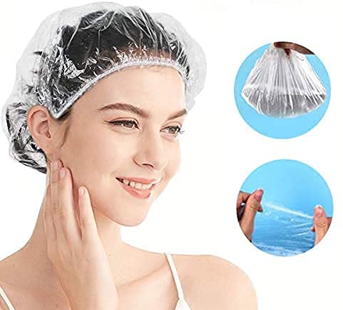 JackshowShope Shower Cap Disposable Shower Caps for Women Larger Thicker Waterproof and Individually Wrapped Plastic Elastic Hair Bath Caps for Hotel and Spa Hair Salon Home Use 100 - Image 2