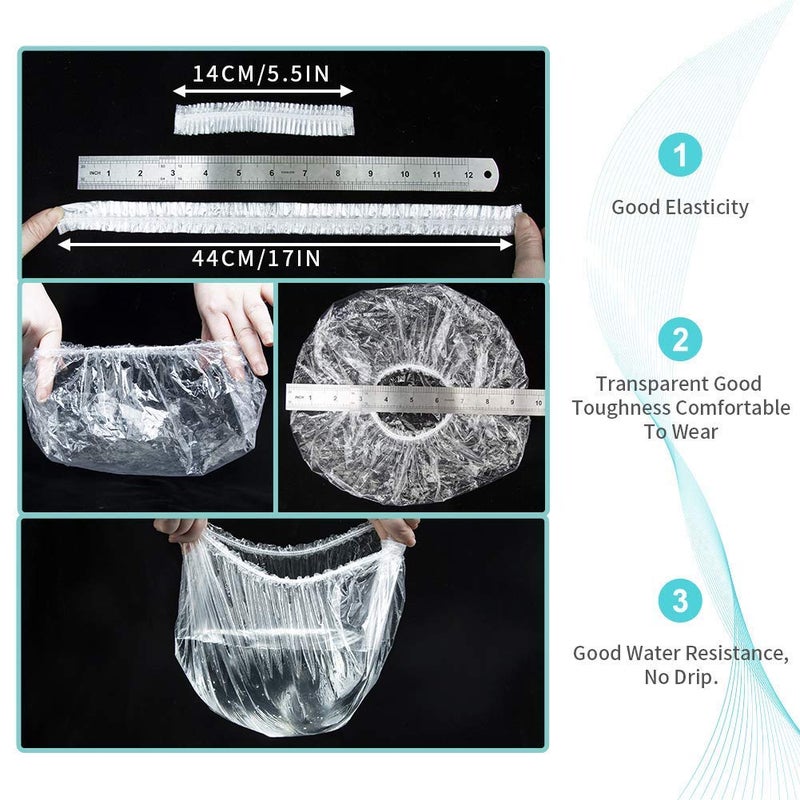 JackshowShope Shower Cap Disposable Shower Caps for Women Larger Thicker Waterproof and Individually Wrapped Plastic Elastic Hair Bath Caps for Hotel and Spa Hair Salon Home Use 100 - Image 5