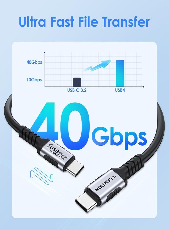 LENTION 4FT Thunderbolt 4 Cable 240W USB C to USB C Cable, 40Gbps High Speed Data Transfer, 8K@60Hz Monitor Display Cord, Dual 4K@120Hz USB4, for iPhone 16, MacBook Air, Docking and More - Image 3