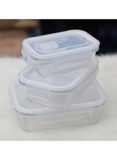 SKY-TOUCH Sky-Touch 3Pcs Glass Storage Containers : Airtight Bento Boxes Set With Leak Proof Locking Lids Microwave Safe Glass Crisper For Home Office Kitchen Camping Meal Prep Storage  - Image 3