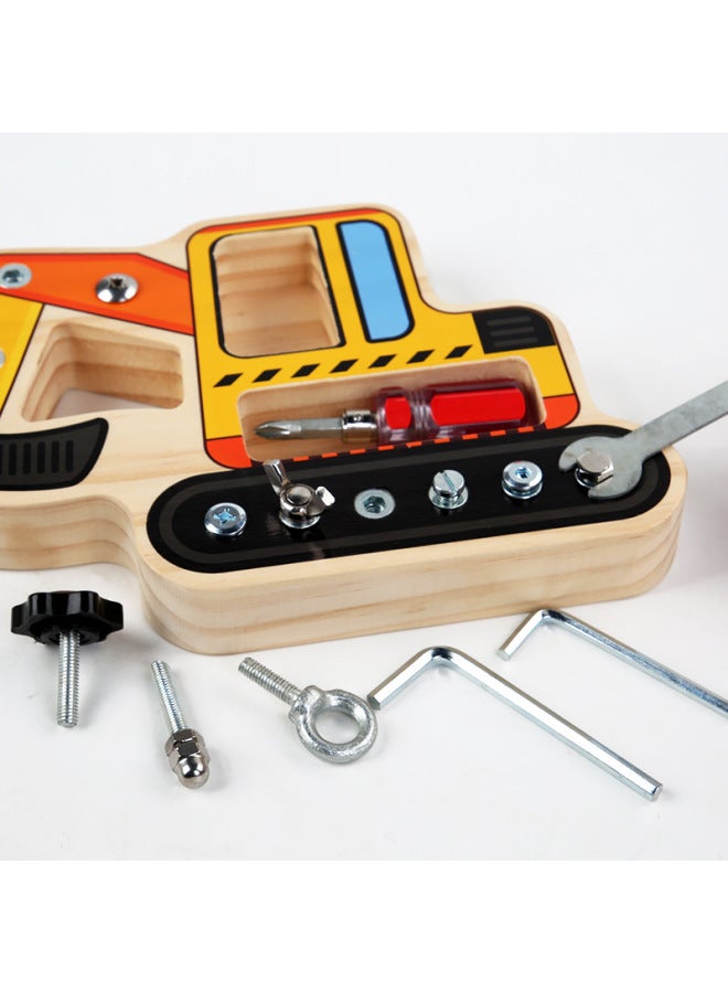 Children's Puzzle Screw Fun Disassembly And Assembly Traffic Ship Nut Tool Repair Combination Grip Wooden Toys-Color:Excavator Nut Tool - Image 4