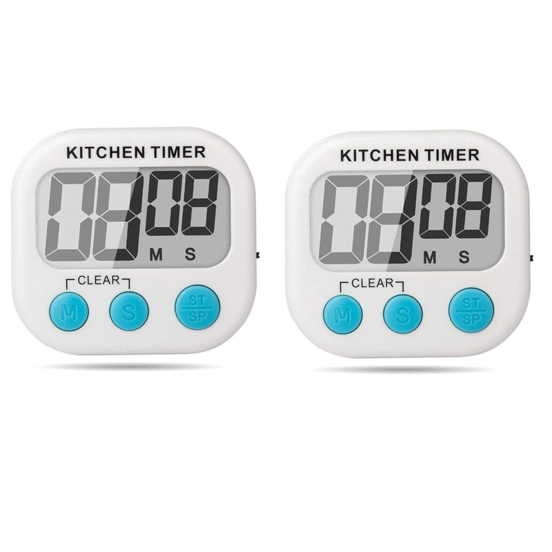 SYGA Digital Kitchen Cooking Timer with Loud Alarm, Large LCD Display, Timer with Magnetic Backing and Retractable Stand, Timing Alarm Clock for Cooking (2)