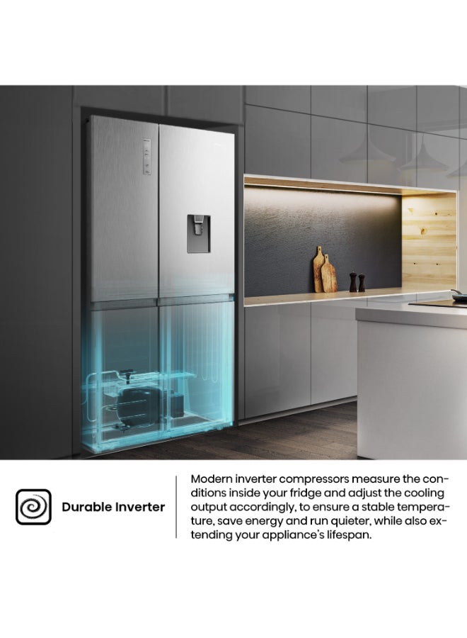 Hisense Two Door Side By Side 869L Fridge, Non Plumbed Water Dispenser, Dual Temp Control Zone, Durable Inverter, 1 Year Full And 10 Years Compressor Warranty - RS3N668SMI3 Silver - Image 5