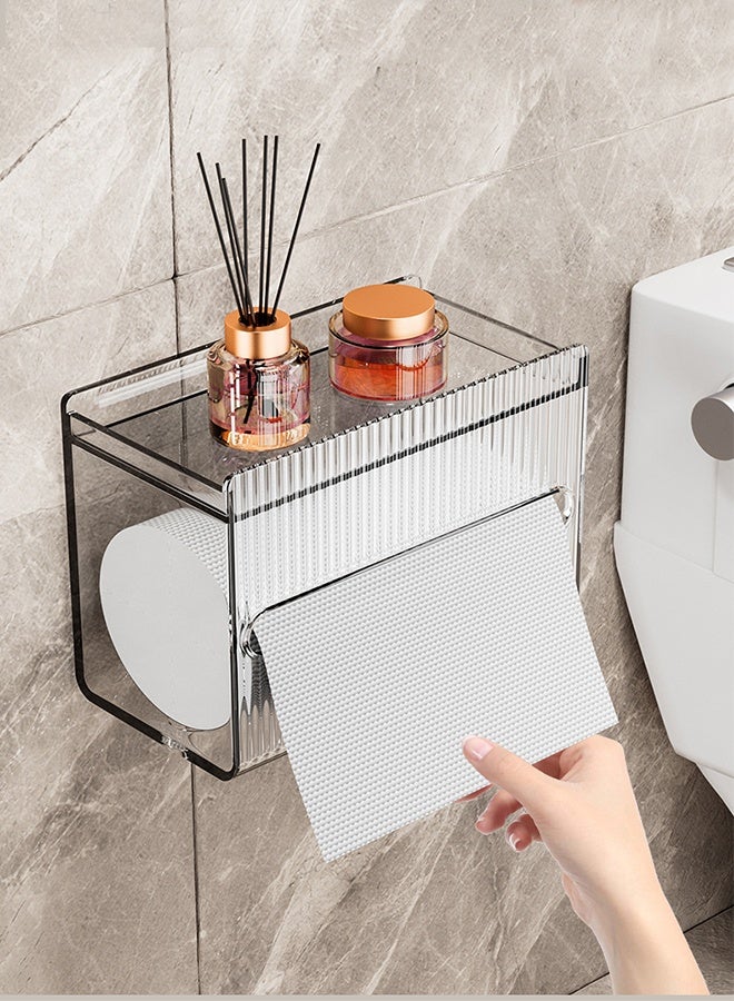 JOYBOS حامل مناديل حائطي، موزع منظم ورق بنمط جليدي، صندوق مناديل بلاستيكي بدون ثقوب، صندوق تخزين كبير للمناديل للمطبخ والحمام والمنزل والمكتب - Image 1