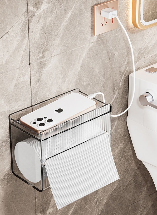 JOYBOS حامل مناديل حائطي، موزع منظم ورق بنمط جليدي، صندوق مناديل بلاستيكي بدون ثقوب، صندوق تخزين كبير للمناديل للمطبخ والحمام والمنزل والمكتب - Image 2