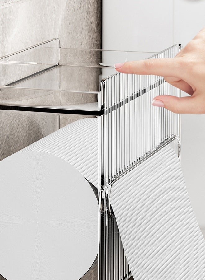 JOYBOS حامل مناديل حائطي، موزع منظم ورق بنمط جليدي، صندوق مناديل بلاستيكي بدون ثقوب، صندوق تخزين كبير للمناديل للمطبخ والحمام والمنزل والمكتب - Image 4