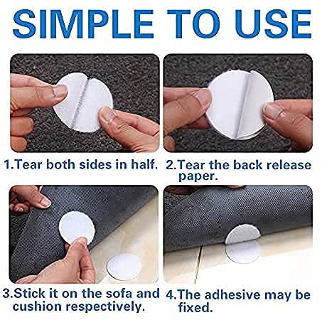 LUPINEZ LUPINEZ Multipurpose Round Self Adhesive Double Sided Non Slip Anti Curling Interlocking Hook Tape Stickers for Carpets Mats Rugs Bed Sheets Pillows Sofa Mattress Couch Blankets 10 PCS  - Image 2