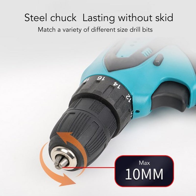 Small Cordless Drill 12V Electric Power Driver with 2 Batteries Charger 350In‑lb Torsion 3/8in Chuck 2 Speed - Image 3