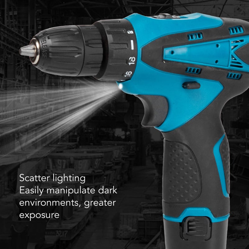 Small Cordless Drill 12V Electric Power Driver with 2 Batteries Charger 350In‑lb Torsion 3/8in Chuck 2 Speed - Image 2