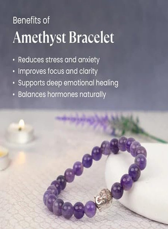 Astrotalk Amethyst Bracelet | Healing Crystal for Calmness & Spiritual Growth | Crystal Bracelet for Women & Men | Natural Amethyst Stone | Certificate of Authenticity - Image 3