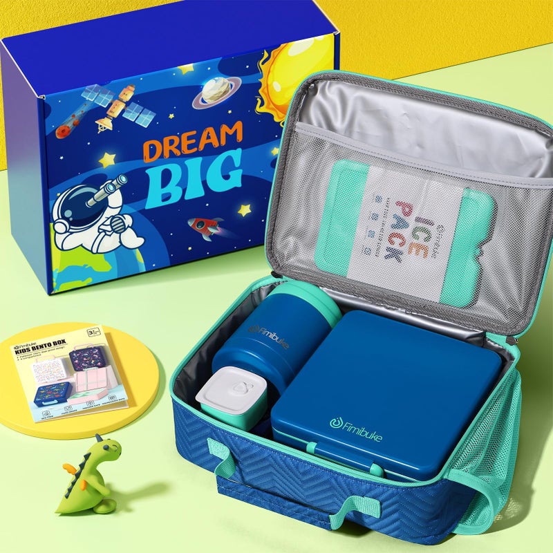 Fimibuke Kids Bento Snack Lunch Box with 4 Compartment, Insulated Bag, Stainless Steel Vacuum Food Jar, Ice Pack, Utensils Set, Birthday Gift for Age 3-12 Back to School Toddler Girl Boy - Image 3