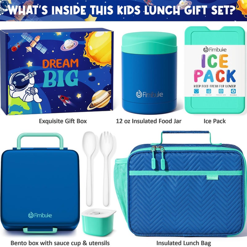 Fimibuke Kids Bento Snack Lunch Box with 4 Compartment, Insulated Bag, Stainless Steel Vacuum Food Jar, Ice Pack, Utensils Set, Birthday Gift for Age 3-12 Back to School Toddler Girl Boy - Image 2