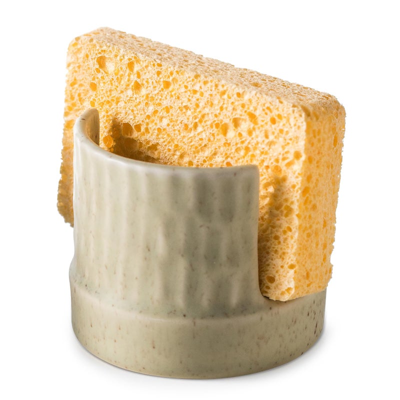 Zoeeker Kitchen Sponge Holder, Ceramics Sponge Dish Rack Sink Scrub Caddy for Scrubbers, Bathroom, Cute Kitchen Gadget Organizer, Yellow - Image 1