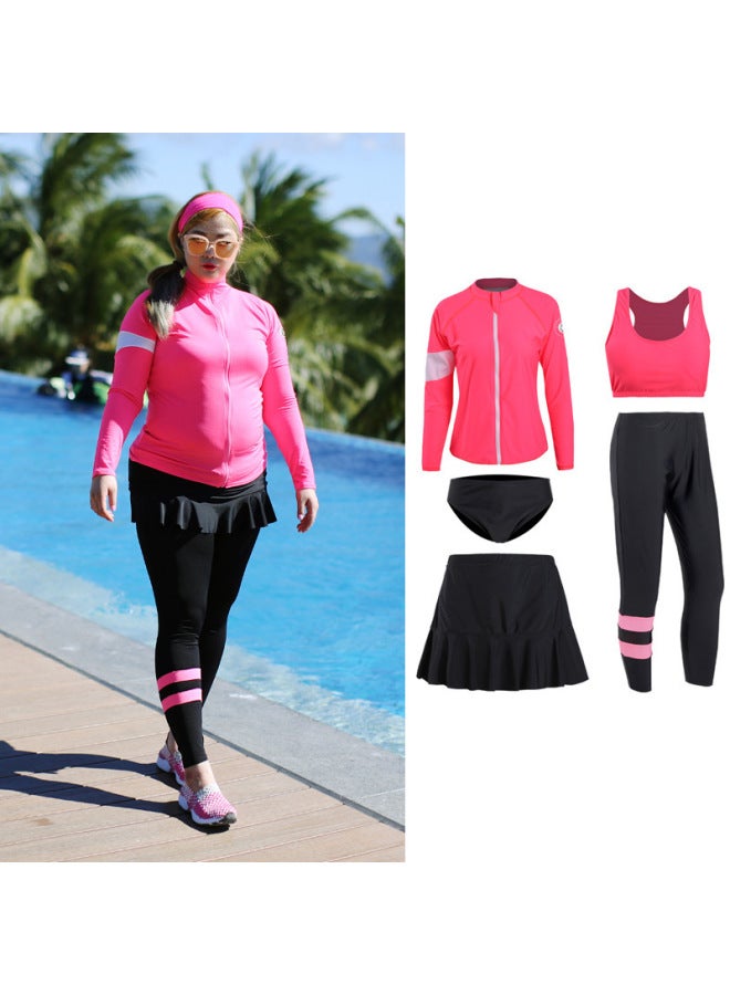Diving Suit Fat Mm200kg Women's Conservative Plus Size Plus Size Split Sports Long-sleeved Trousers Slimming Jellyfish Swimsuit