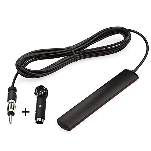 Eightwood Car Stereo FM Radio Antenna, Hidden Windshield Antenna, DIN Plug Adhesive Patch Antennae + DIN Female to ISO Adapter for Vehicle Car Truck Stereo Receiver Head Unit FM HD Radio - Image 1