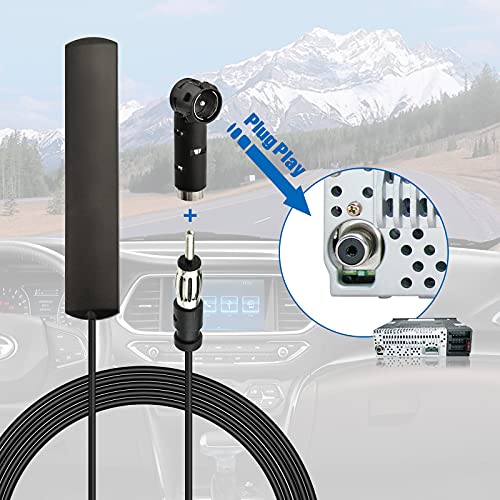 Eightwood Car Stereo FM Radio Antenna, Hidden Windshield Antenna, DIN Plug Adhesive Patch Antennae + DIN Female to ISO Adapter for Vehicle Car Truck Stereo Receiver Head Unit FM HD Radio - Image 3