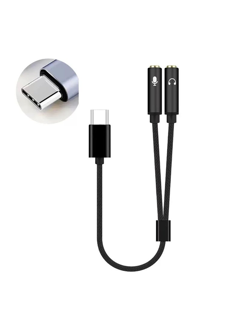 Type-C to 3.5mm headphone jack adapter, compatible with Samsung, Huawei and Android wired headphone adapters for mobile phones and tablet computers - Image 1
