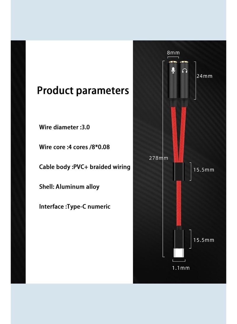 Type-C to 3.5mm headphone jack adapter, compatible with Samsung, Huawei and Android wired headphone adapters for mobile phones and tablet computers - Image 2