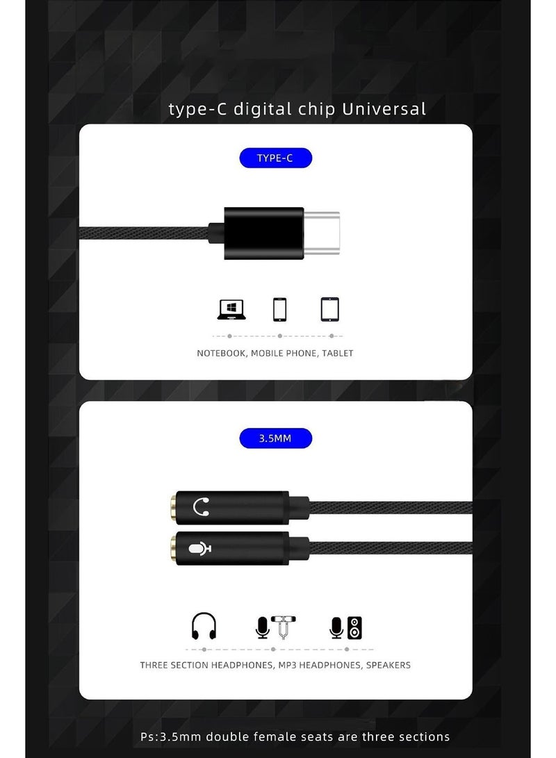 Type-C to 3.5mm headphone jack adapter, compatible with Samsung, Huawei and Android wired headphone adapters for mobile phones and tablet computers - Image 3