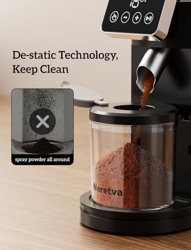 Neretva Espresso Grinder, 2 in 1 Professional Coffee Bean Grinder Stainless Steel Suit 51~58mm Portafilter Burr Coffee Grinder 30 Precise Setting&Anti-Static for Espresso/French Press/Drip/Moka-Silver - Image 4